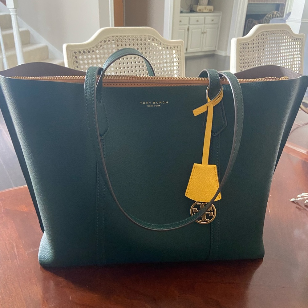 Tory Burch Perry Triple Compartment Tote Forest Green